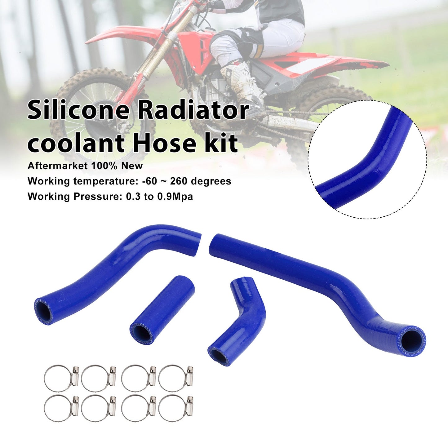 Kit di tubi flessibili in silicone per il liquido di raffreddamento del radiatore, compatibile con Honda CRF450R RX RWE 21-25
