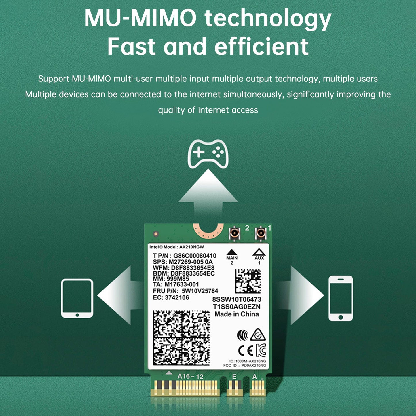 Modulo AX210 Bluetooth 5374Mbps Scheda di rete Gigabit ad alta velocità Supporta WIFI6