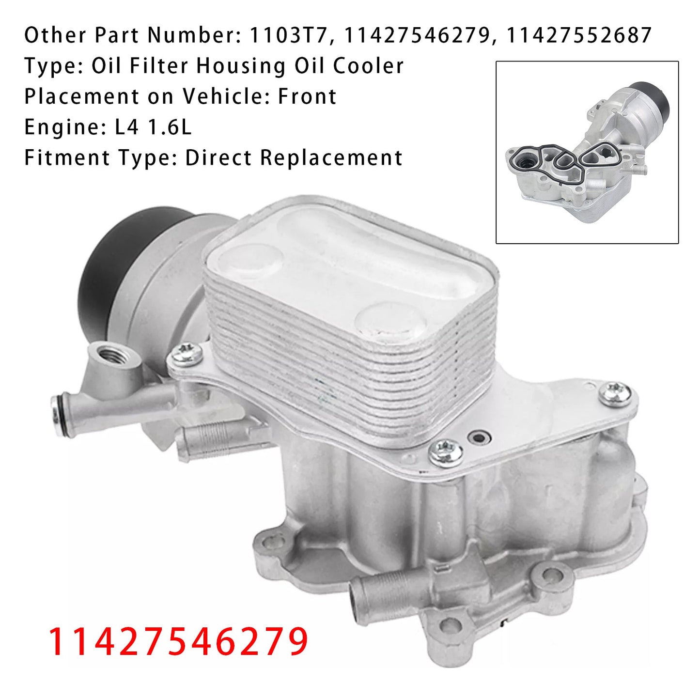 Gruppo filtro olio radiatore olio motore Mini Cooper R56 L4 1.6L benzina Hatchback 2007-2011 11427546279 11427552687