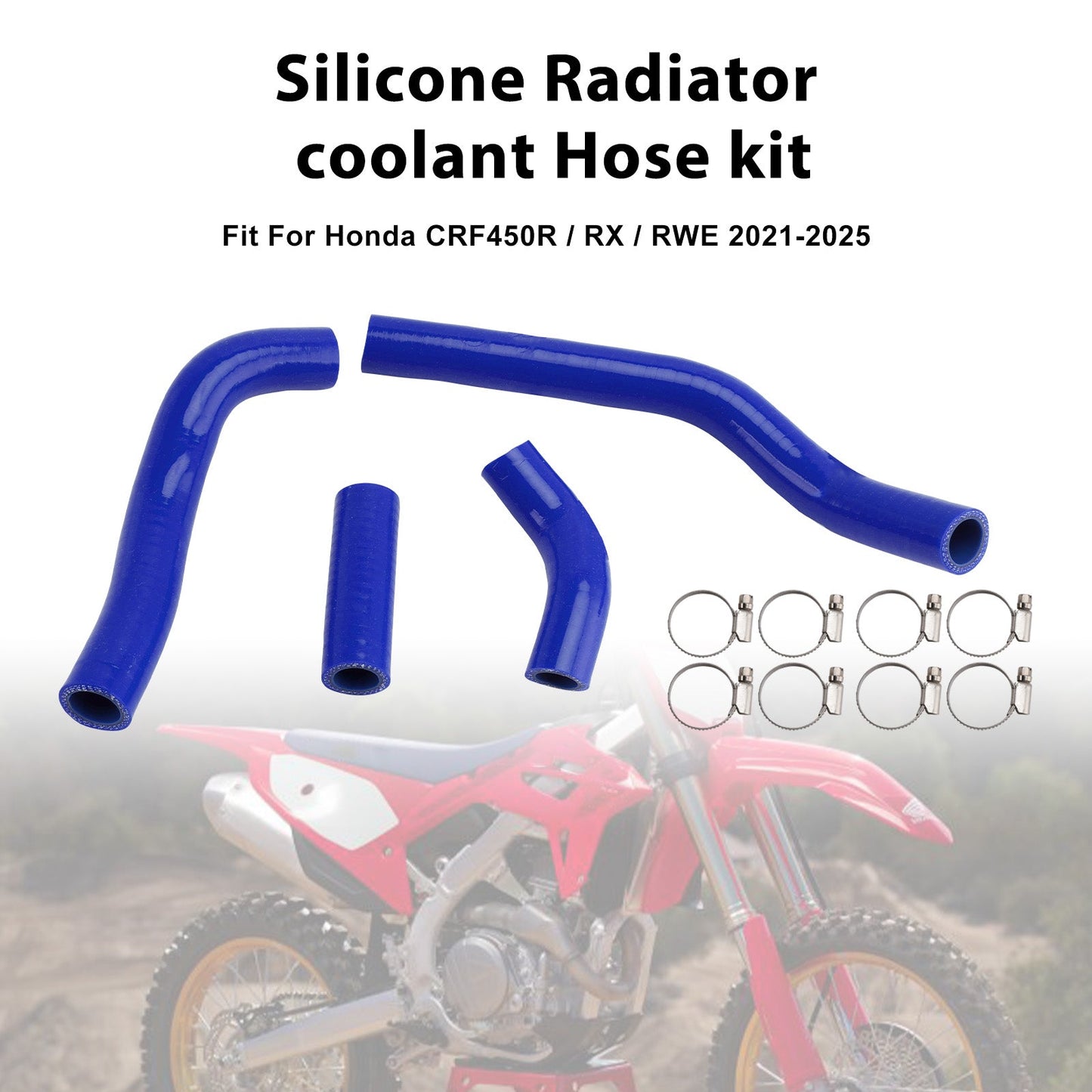 Kit di tubi flessibili in silicone per il liquido di raffreddamento del radiatore, compatibile con Honda CRF450R RX RWE 21-25