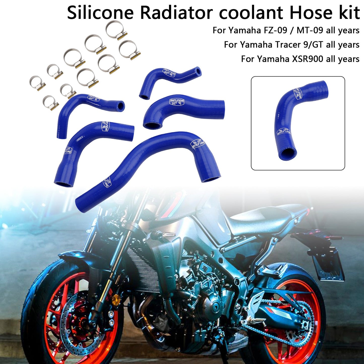 Yamaha MT-09 XSR900 Tracer 9/GT tutti gli anni Tubo refrigerante radiatore in silicone