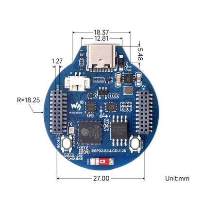 Scheda di sviluppo ESP32 S3 Schermo IPS rotondo Bluetooth Frequenza operativa 240Mhz