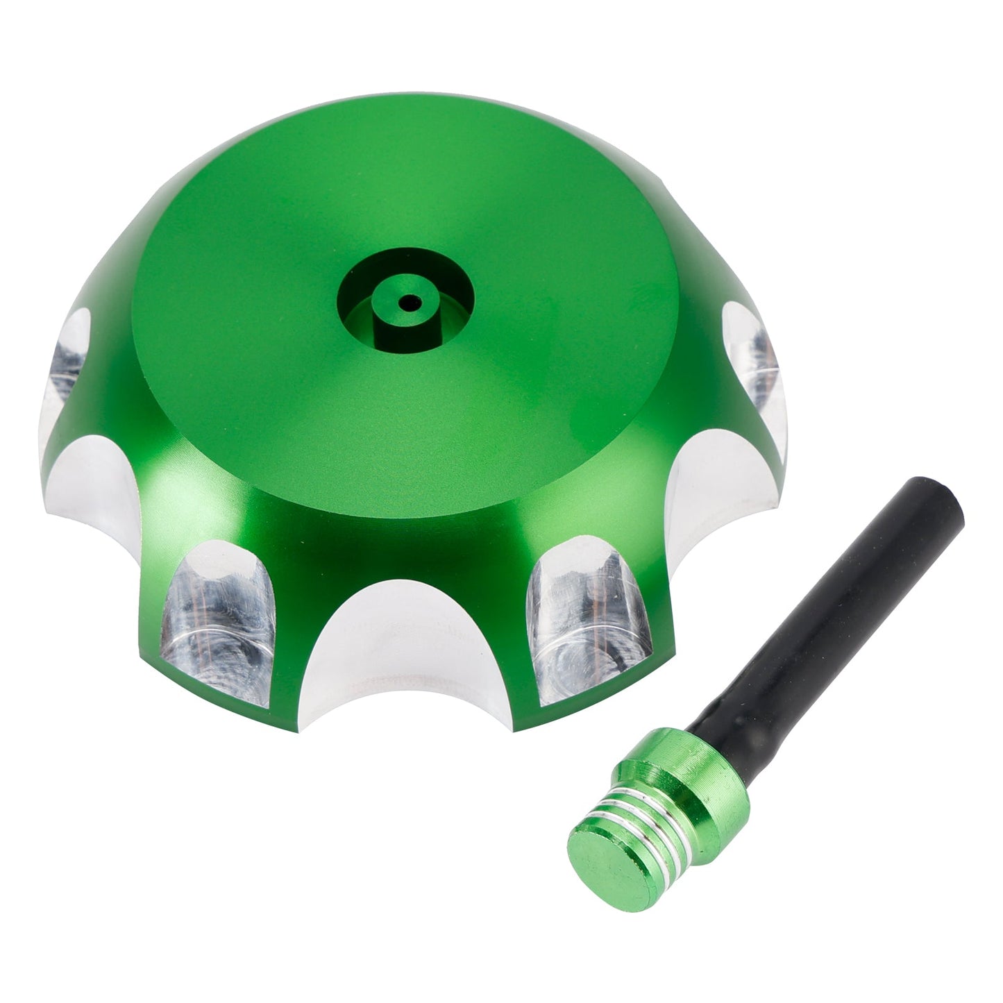 Tappo serbatoio carburante in alluminio con sfiato verde per Kawasaki KX65 KX85 KX100 KX125 2000-2013
