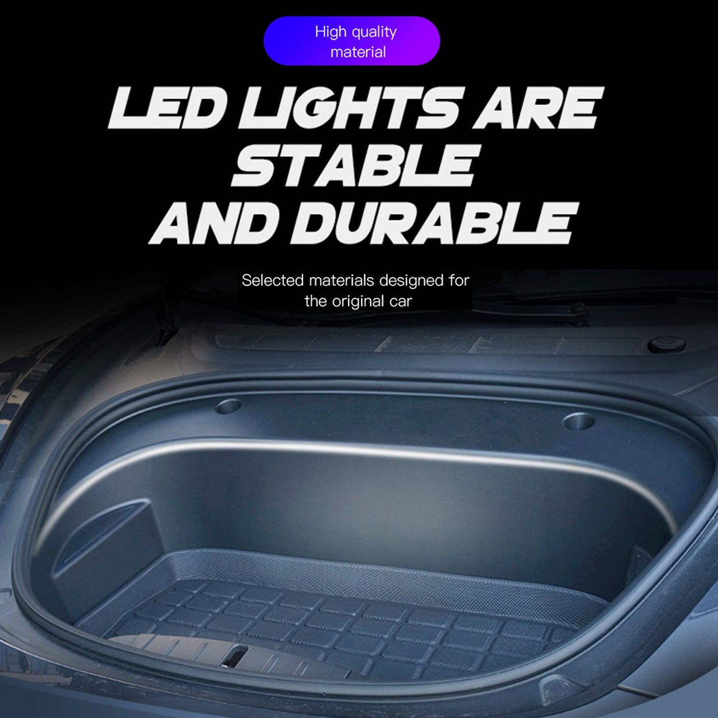 Striscia luminosa a LED per atmosfera ambientale del bagagliaio anteriore bianca per Tesla Model 3/Y/S/X 2021-2024