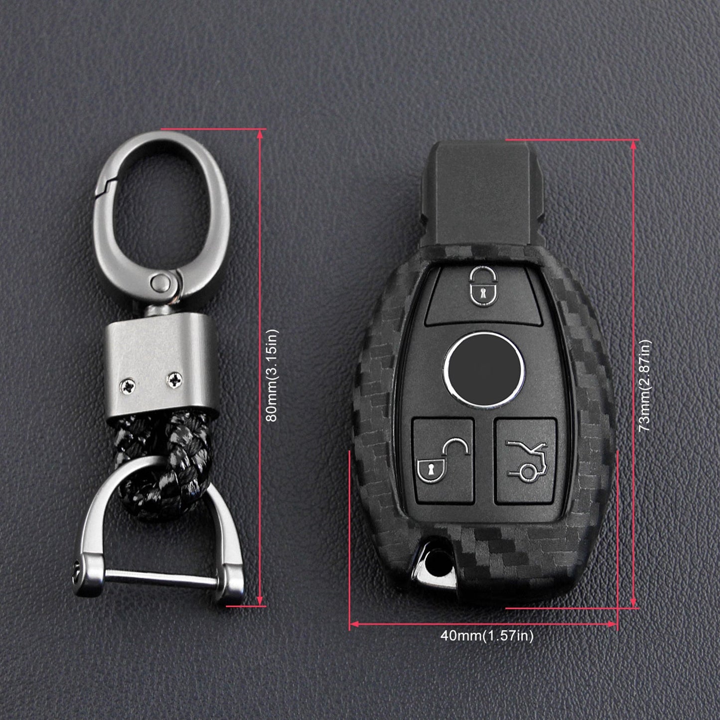 Custodia in silicone e pelle per chiave auto con fibbia per Mercedes-Benz