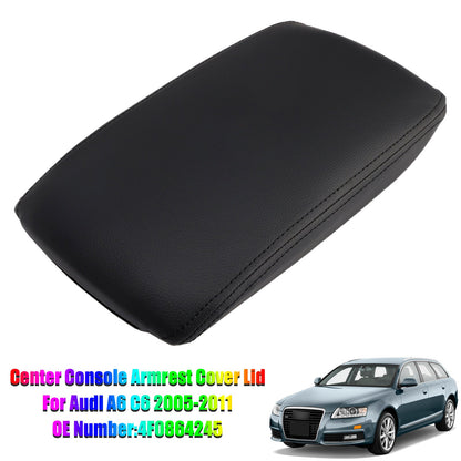 Copertura del bracciolo della console centrale in pelle nera per Audi A6 C6 2005-2011
