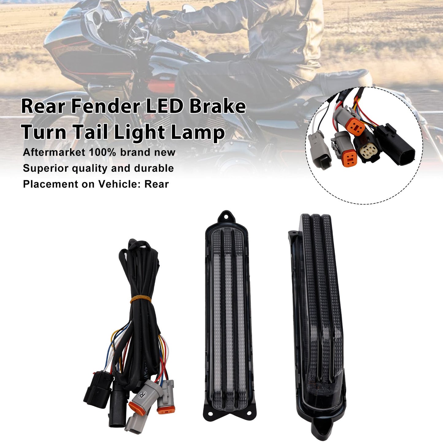 Parafango posteriore, luce freno, luce posteriore adatta per Touring Electra Glide 2014-2024