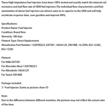 Iniettore di carburante Smart Fortwo 1.0L 3 pezzi EAT307 1465A129 2008-2015