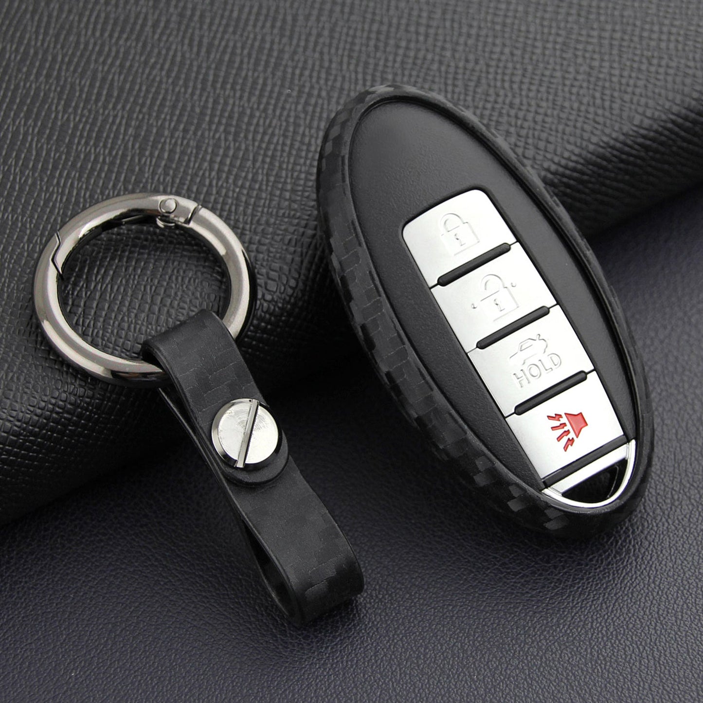 Custodia in pelle e silicone per chiave auto con fibbia per Nissan