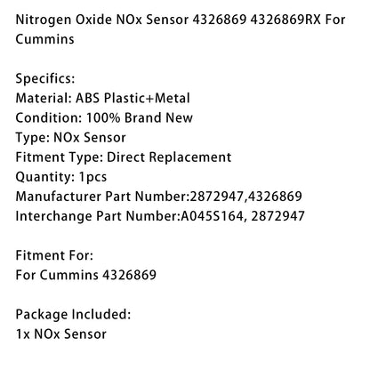 Sensore di ossido di azoto NOx Cummins 4326869 4326869RX