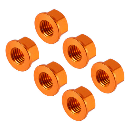 Confezione da 6 dadi flangiati per pignone posteriore in alluminio M10X1,5 mm arancioni per moto
