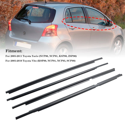 Modanatura guarnizione in vetro per porta esterna 4 pezzi per Toyota Yaris Vitz 2005-2010