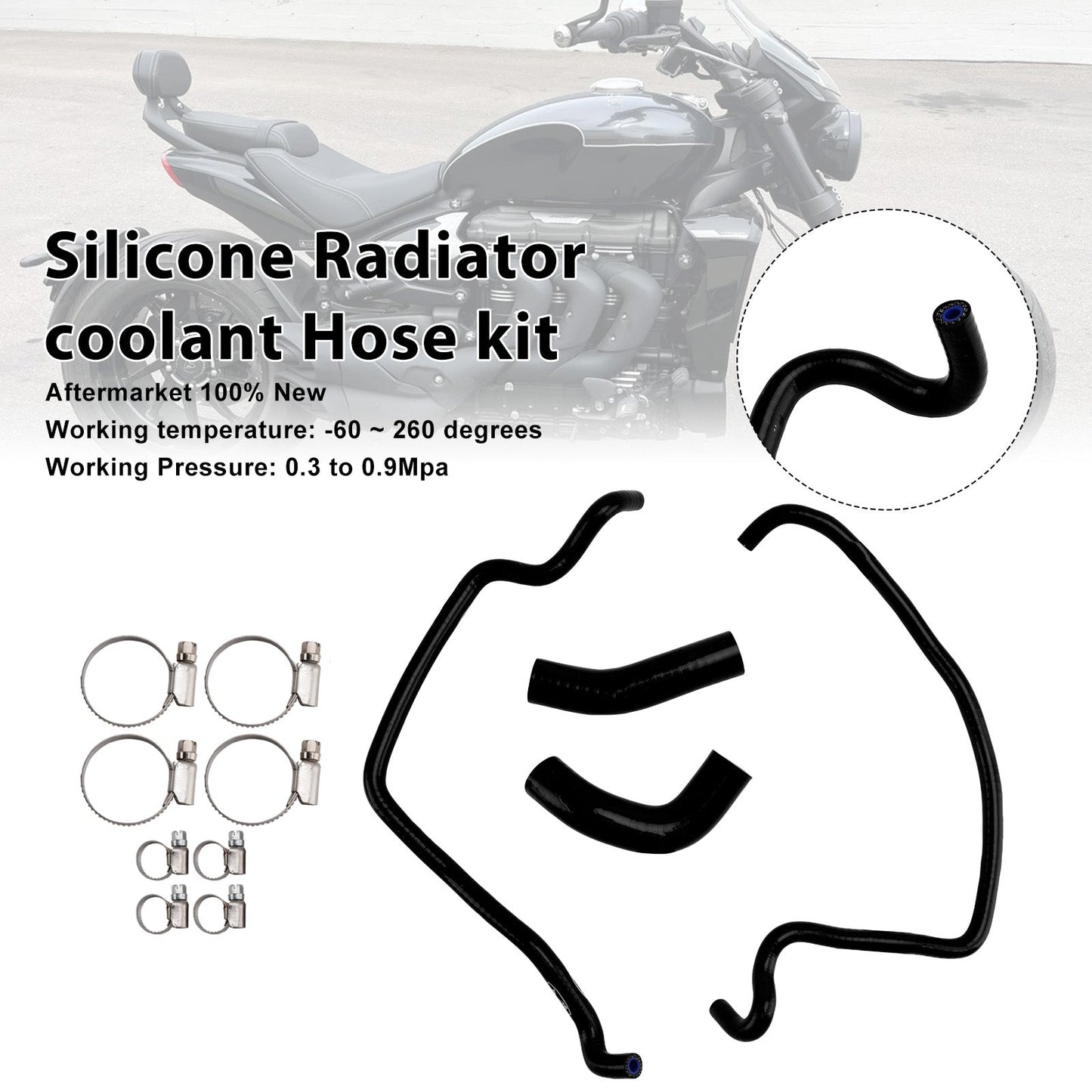 Kit di tubi flessibili in silicone per il liquido di raffreddamento del radiatore della Rocket 3 (2019-2024)