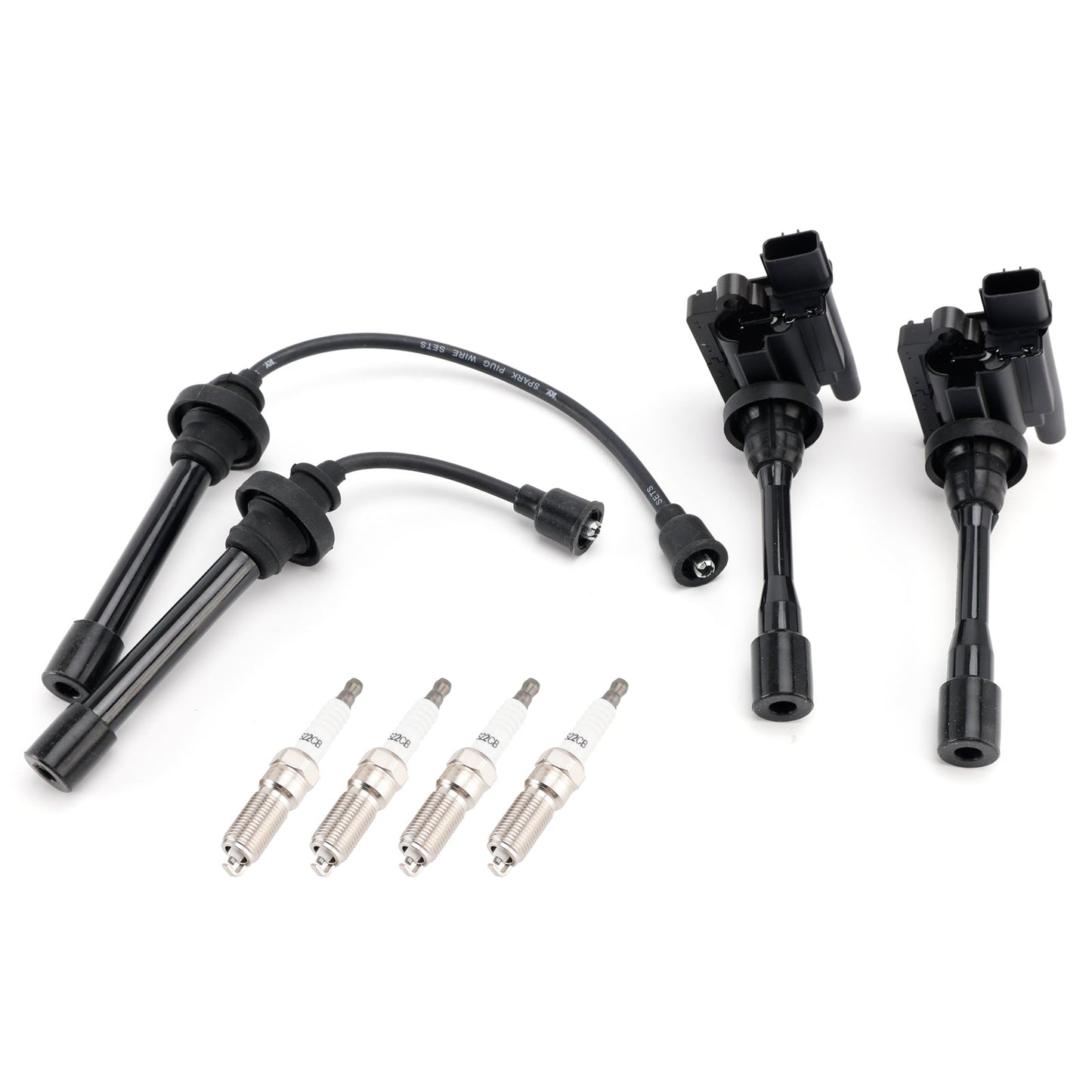2 bobine di accensione + 2 cavi + 4 candele UF295 per Mitsubishi Lancer 2.0L l4 2002-2006