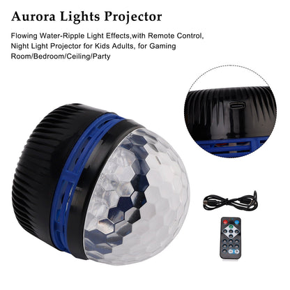 Lampada proiettore Aurora a onde oceaniche, luce notturna a LED colorata, telecomando per camera da letto