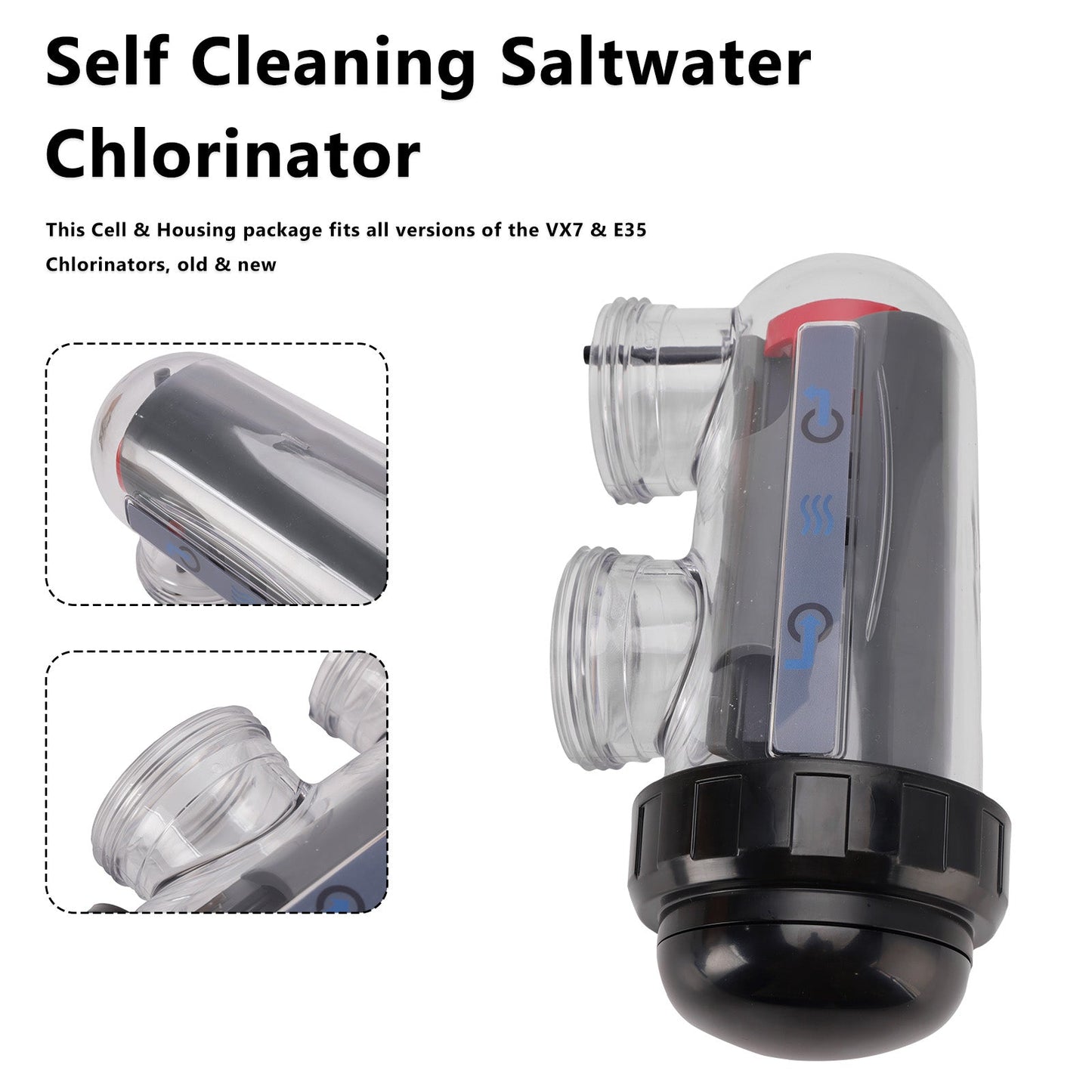 Cella di ricambio per cloratore ad acqua salata con alloggiamento per Astral/Hurlcon VX7