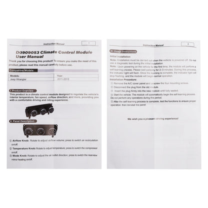 Modulo pannello di controllo del clima del riscaldatore AC Jeep Wrangler 2011-2013 55111170AD