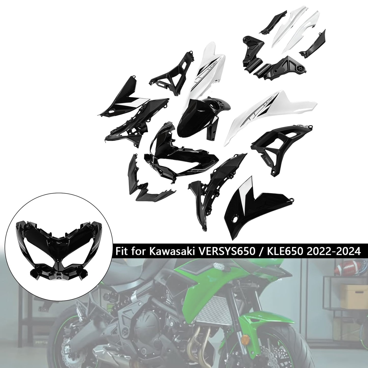 Kit carenatura carrozzeria ABS iniezione per Kawasaki VERSYS 650 KLE 2022-2024 05#