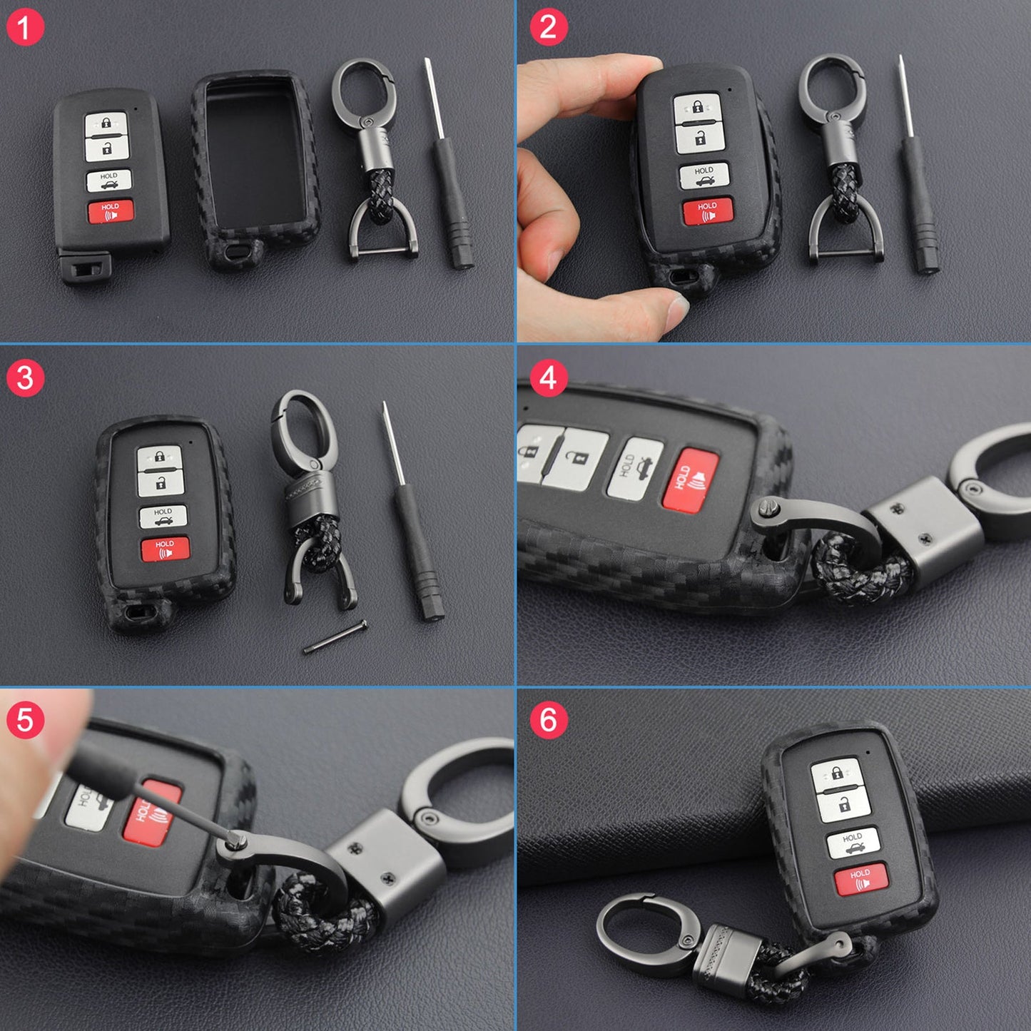 Custodia in similpelle e silicone per chiave auto con fibbia per Toyota Highlander