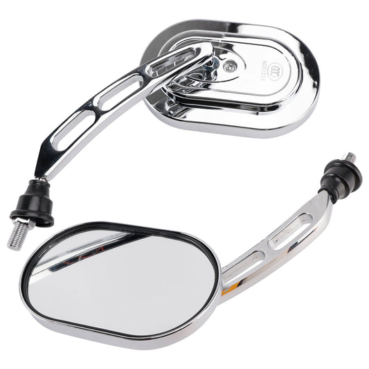 Coppia di specchietti cromati, sinistro e destro, set da 10 mm per moto chopper