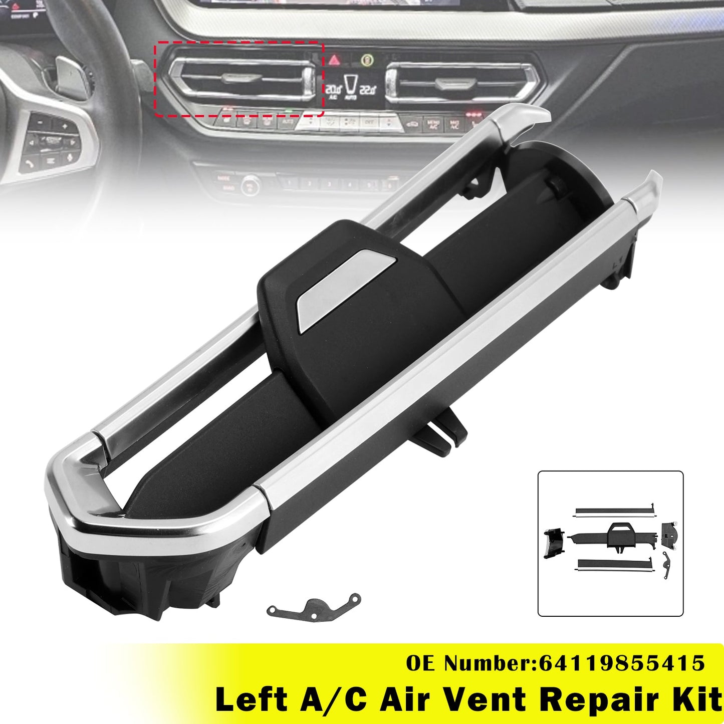 Kit di riparazione della presa d'aria A/C sinistra 64119855415 per BMW F40 F44 G20 G26 G01 G29
