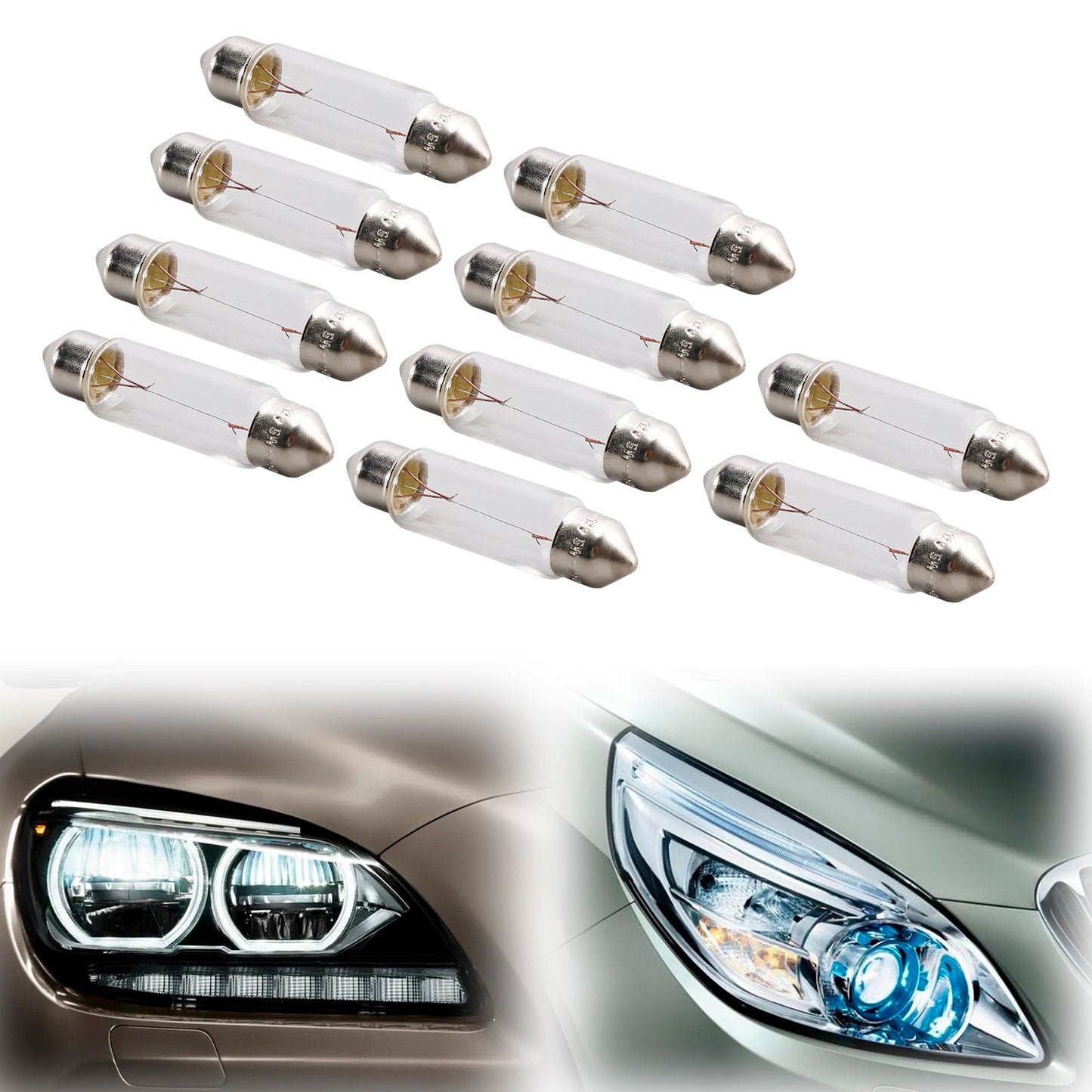 10 lampadine tubolari per auto C5W SV8.5 43MM 6413 12V 5W per OSRAM