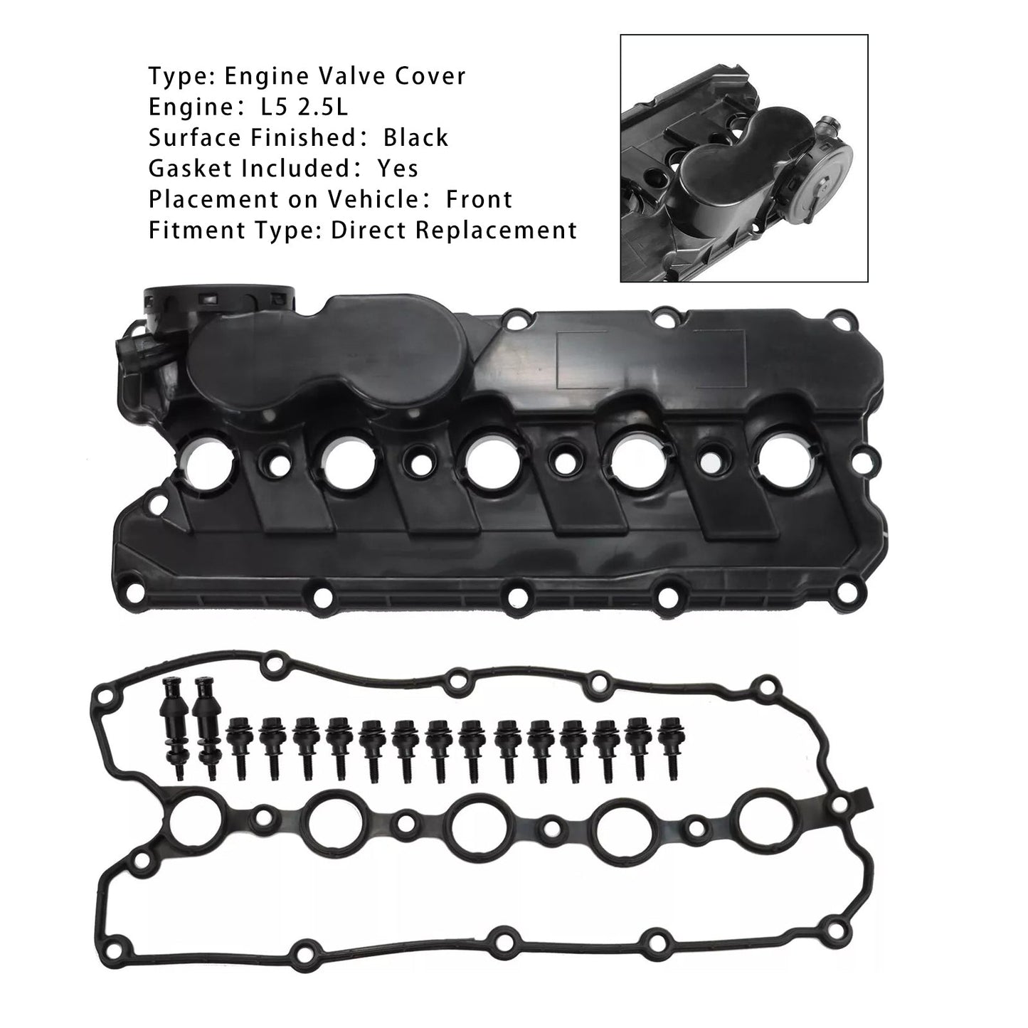 Coperchio valvola motore con guarnizione, bulloni e tappo per VW Maggiolino, Golf, Jetta, Passat 2.5L