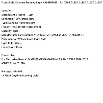 Luce diurna a LED anteriore destra Mercedes-Benz X164 GL320 GL350 GL450 ML63 AMG X166 2007-2013 A1649060451