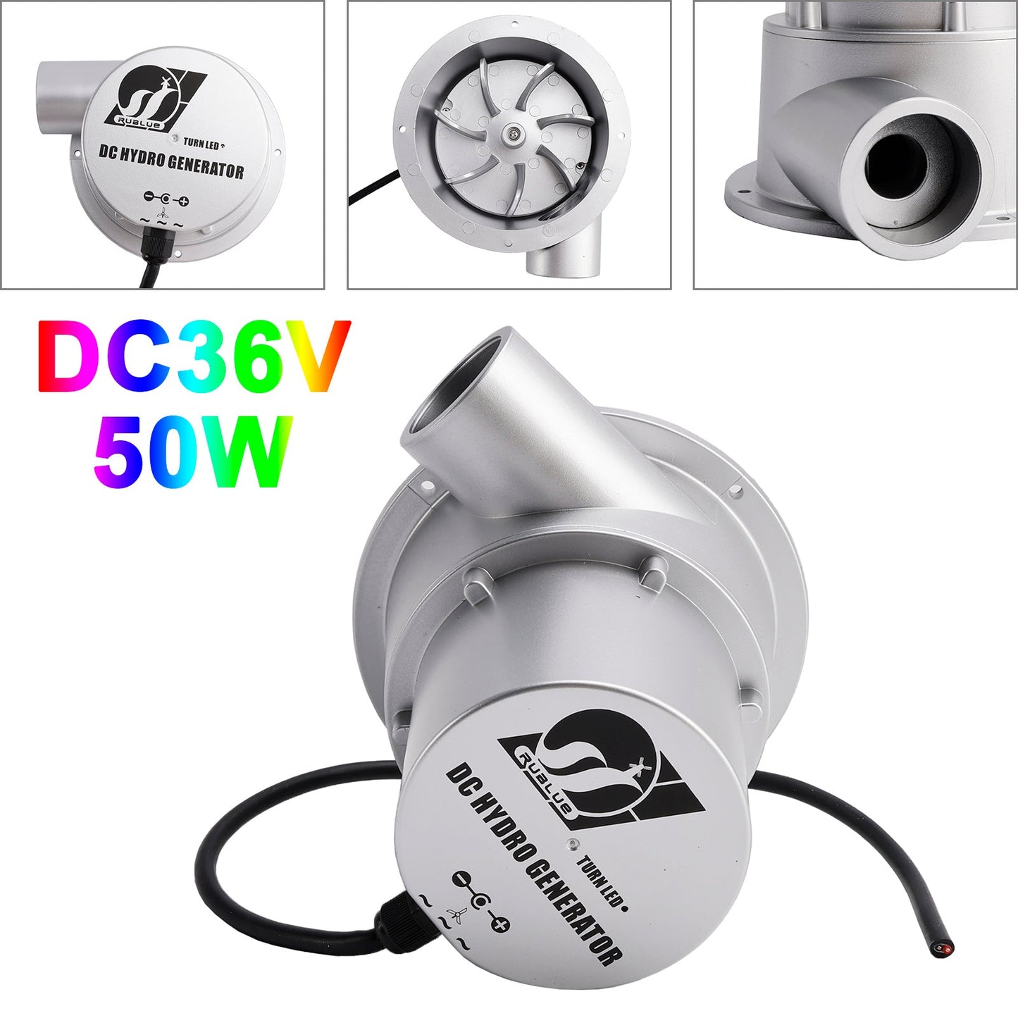 Generatore idroelettrico a turbina a flusso d'acqua da 24 V, generazione di energia CA da 36 V a 36 W/50 W