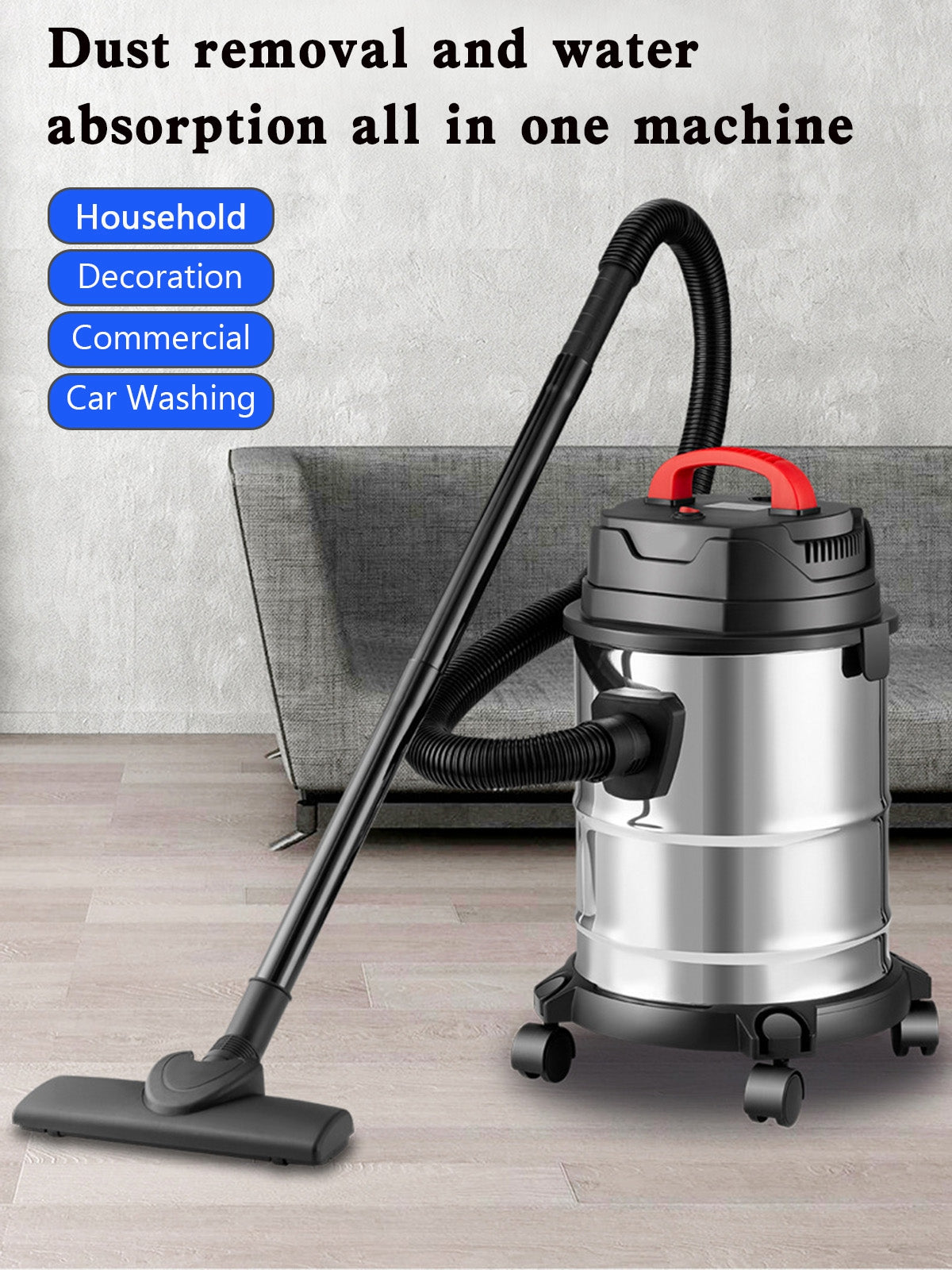 Aspirateur 1800W, aspirateur sec et humide, aspirateur industriel 18L Steel Stainless