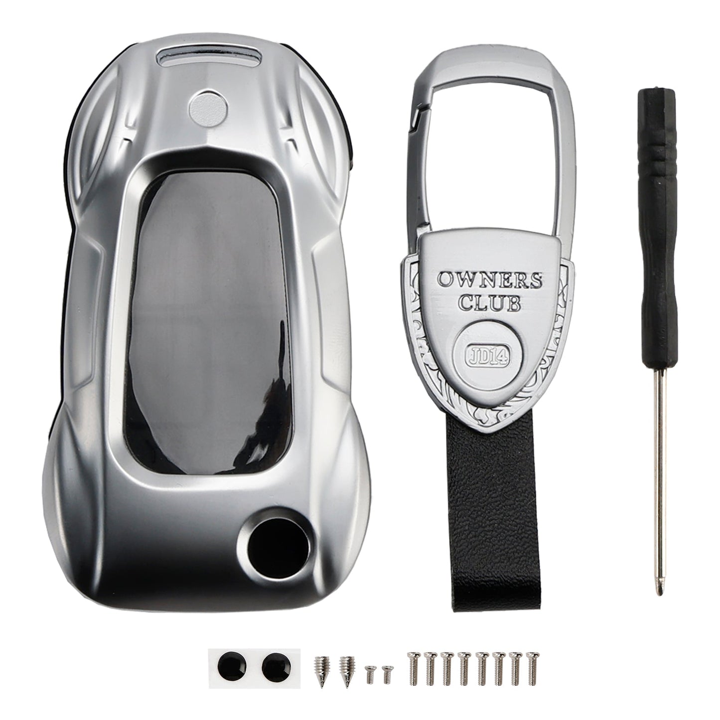 Custodia in lega di zinco e pelle per chiave auto Audi A1 A3 S3, colore argento