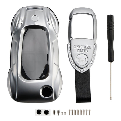 Custodia in lega di zinco e pelle per chiave auto Audi A1 A3 S3, colore argento