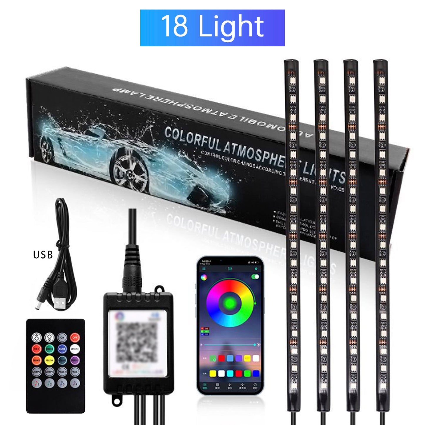 Strisce luminose a LED RGB per interni auto con controllo remoto e APP