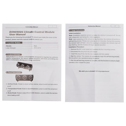 Modulo di controllo automatico della temperatura Jeep Wrangler 2014-2018 68197437AB