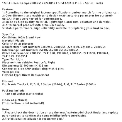 2003- Scania Trucks P, G, R, T Series 2x luci posteriori a LED 2380955+2241859 2380953