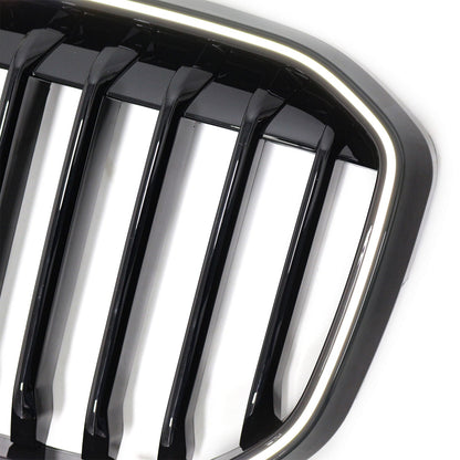 Griglia anteriore a doppio rene nera lucida a lamella singola per BMW X7 G07 2019-2022