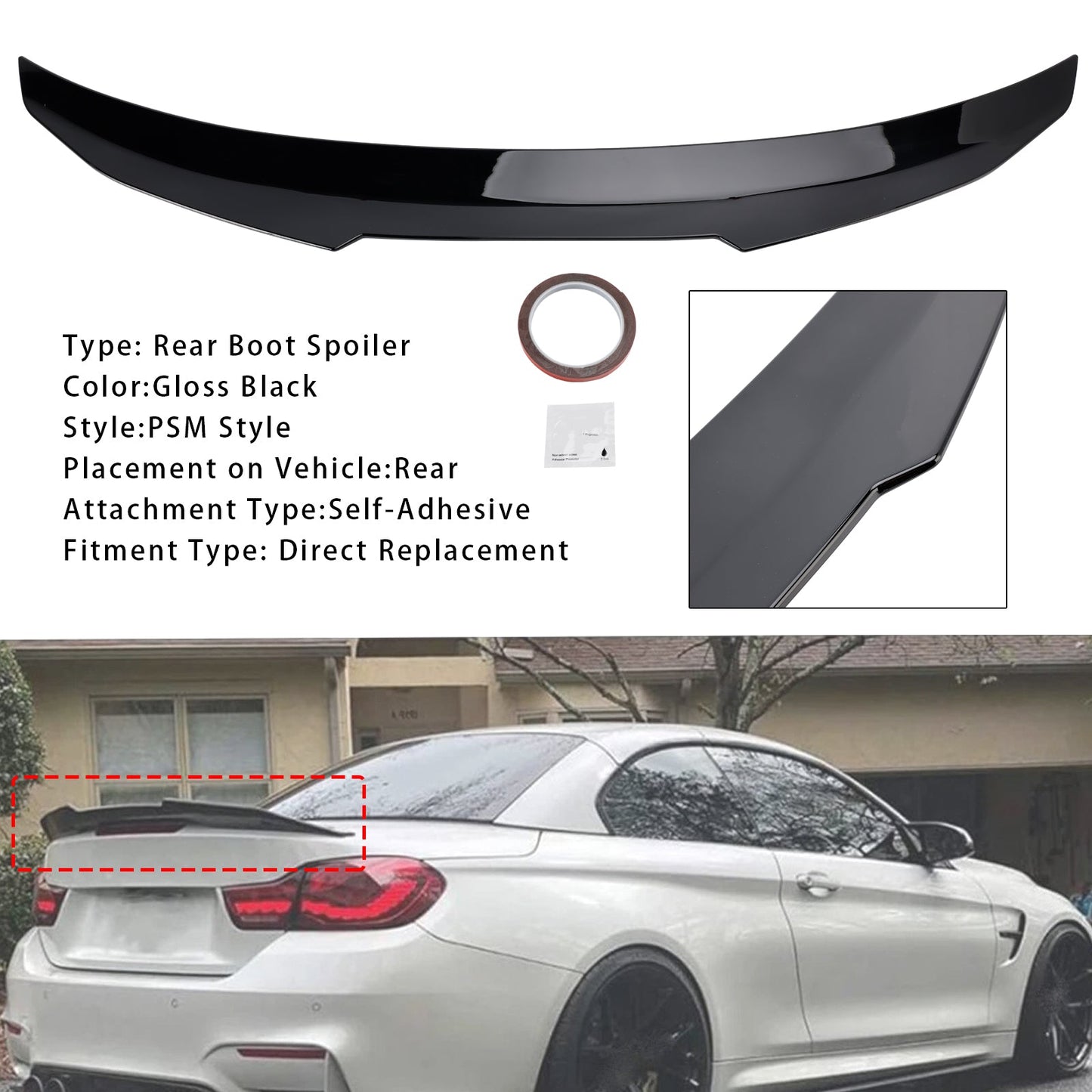 Spoiler posteriore nero lucido per M4 F83 Cabrio 2015-2020