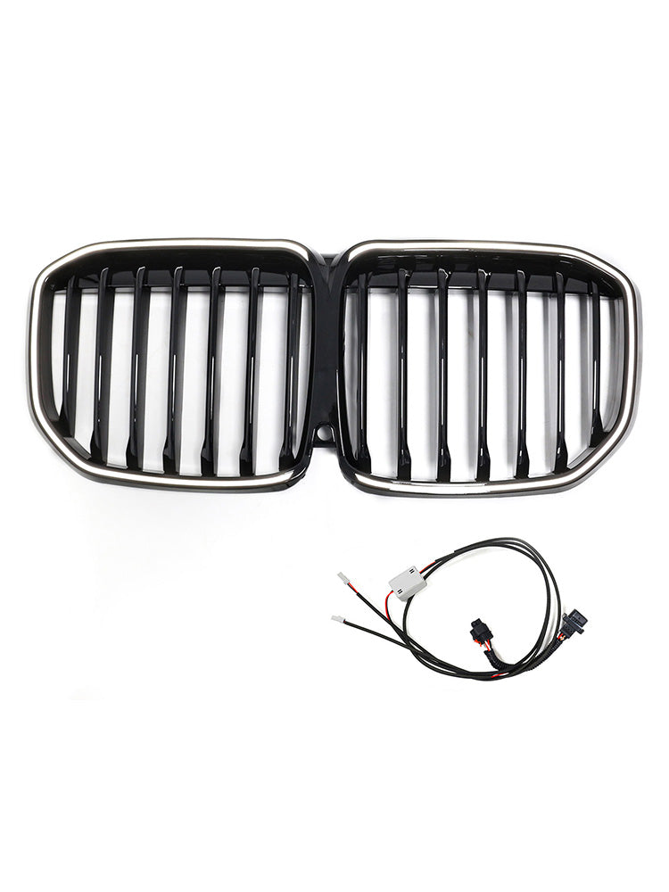 Griglia anteriore a doppio rene nera lucida a lamella singola per BMW X7 G07 2019-2022