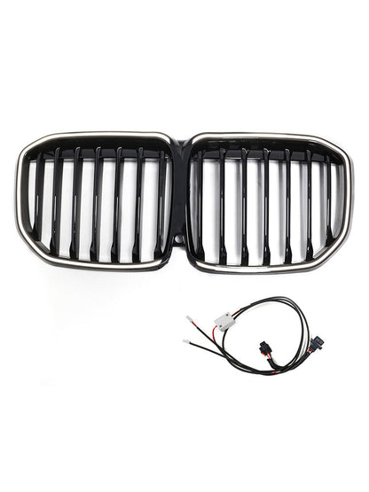 Griglia anteriore a doppio rene nera lucida a lamella singola per BMW X7 G07 2019-2022