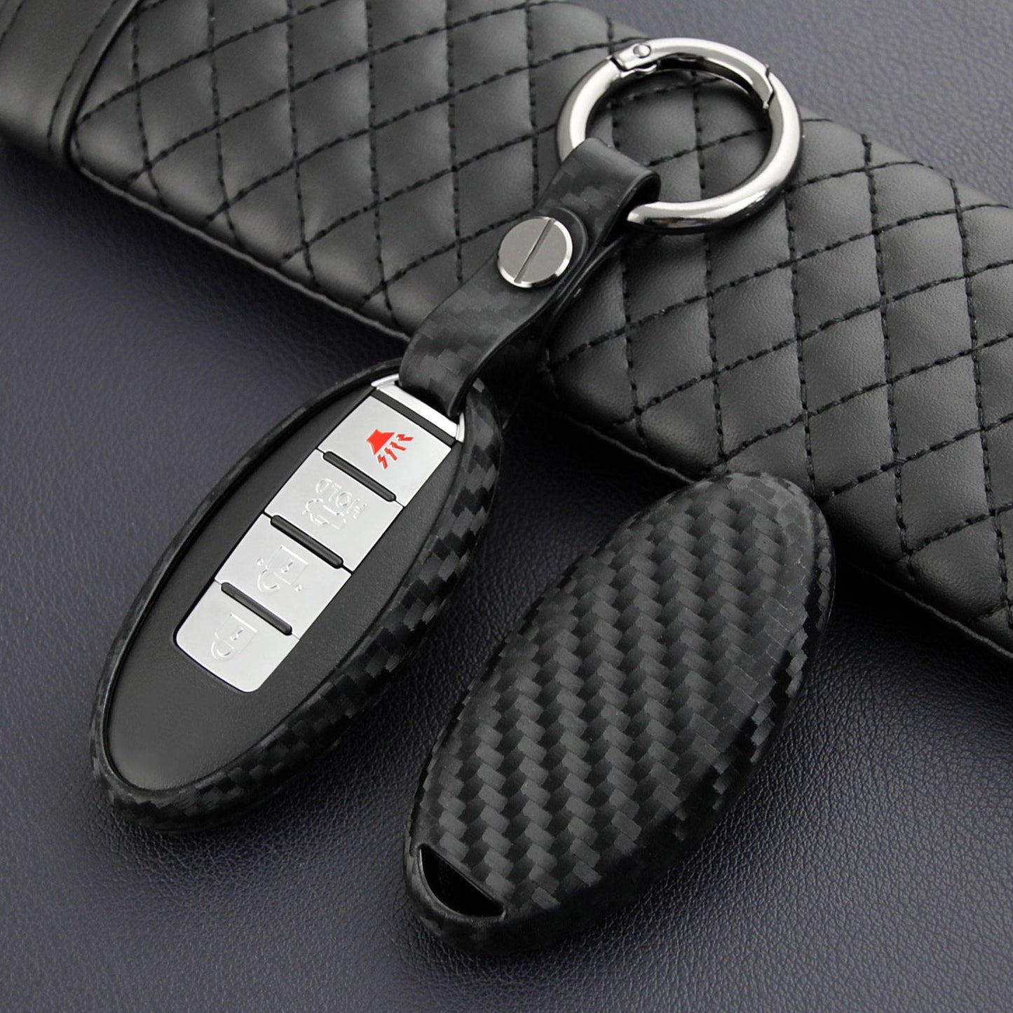 Custodia in pelle e silicone per chiave auto con fibbia per Nissan