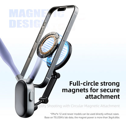 Supporto magnetico per collo con sgancio rapido e assorbimento degli urti per telefono cellulare