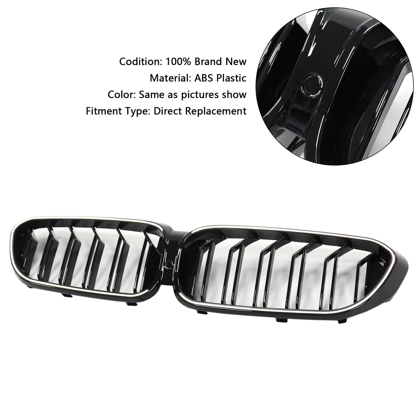 Griglia anteriore a doppio rene BMW Serie 5 G30 G31 2017-2020, nero lucido