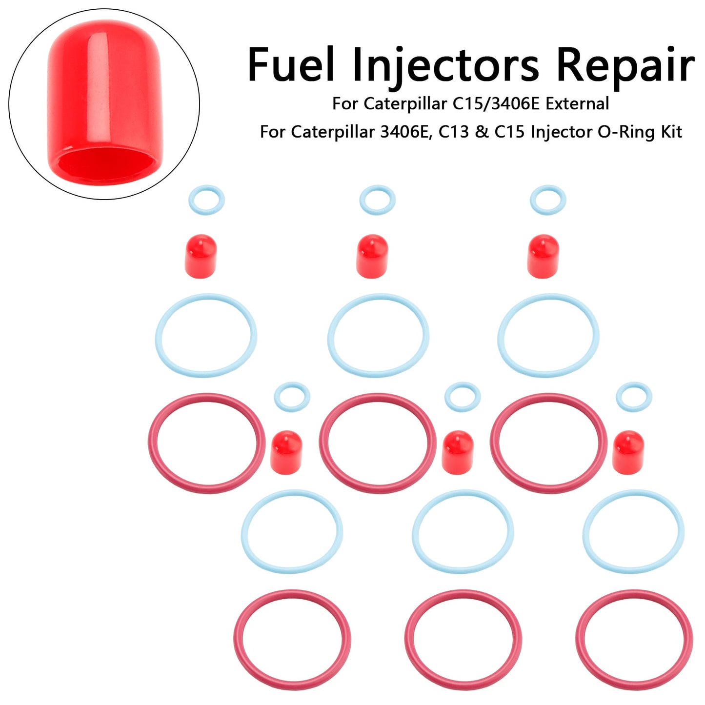 Kit guarnizioni O-ring per iniettori di carburante esterni CAT C15/3406E 6 pezzi, adatti per Caterpillar 2481394 248-394 189-5390 1895390