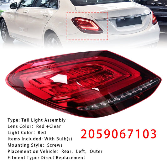 Fanale posteriore sinistro a LED, luce freno per Mercedes Benz Classe C W205 2019-2021 2059067103 2059067203
