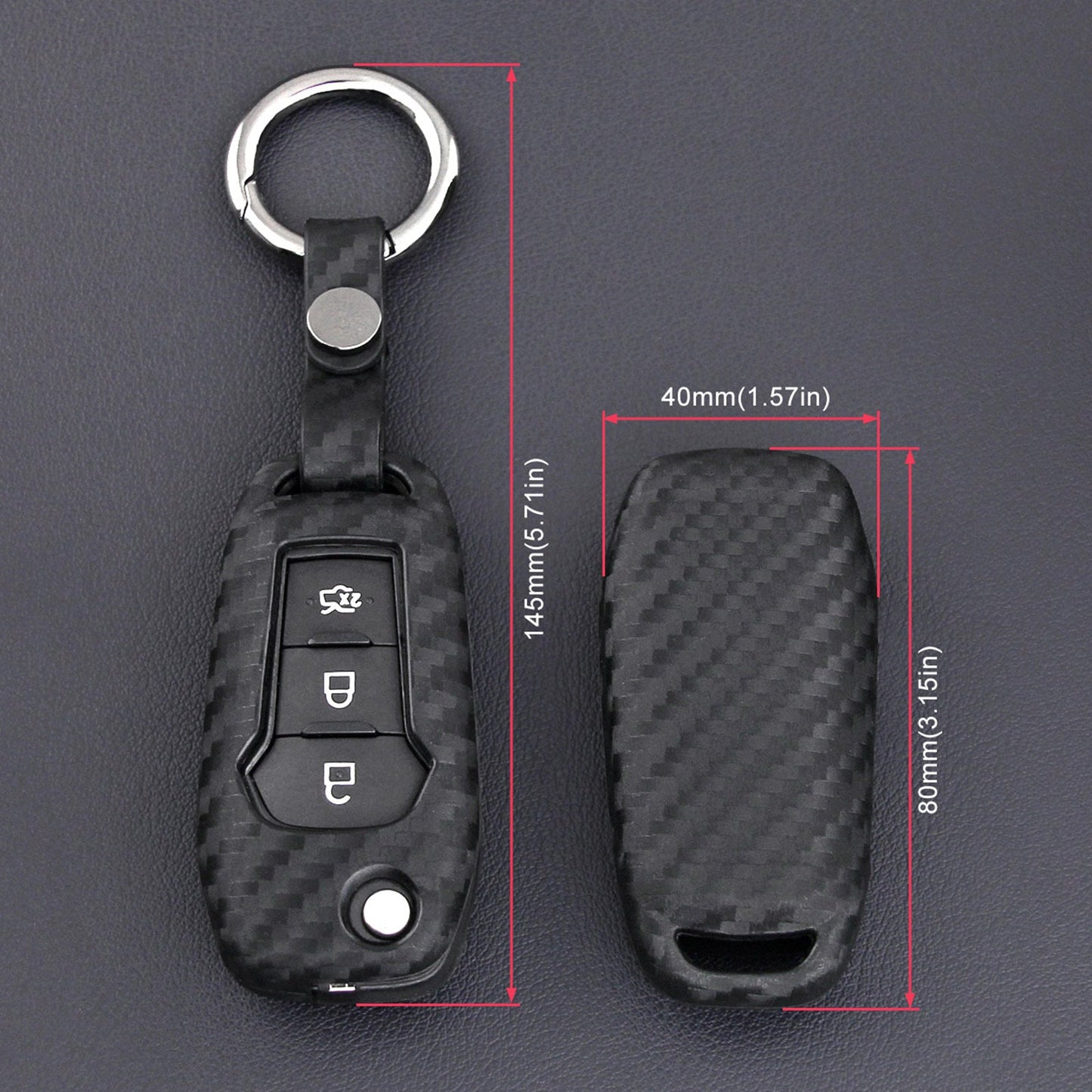 Custodia in pelle e silicone per chiave auto con fibbia per Ford