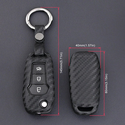 Custodia in pelle e silicone per chiave auto con fibbia per Ford
