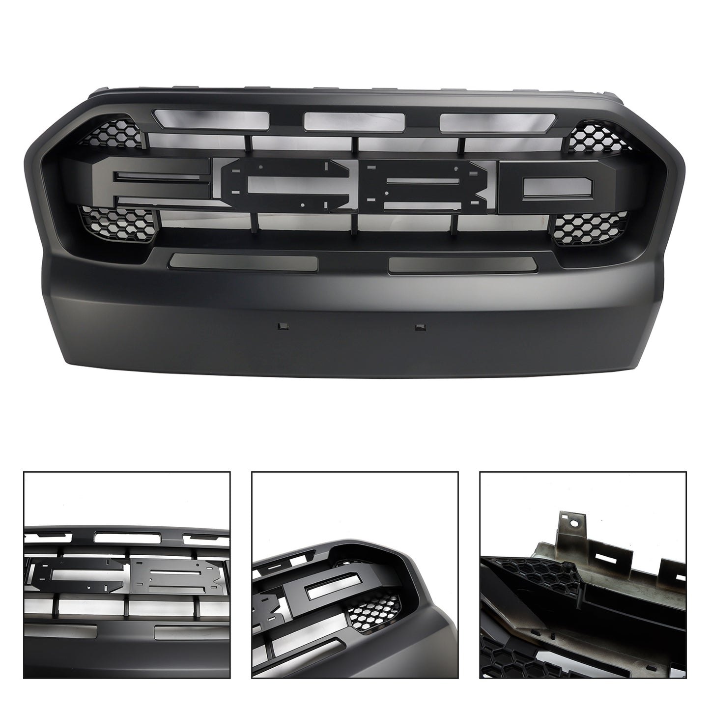 Matt Black Ranger Raccer Raptor Style Front Bumper Grill per Ford Ranger 2015-2019 T7