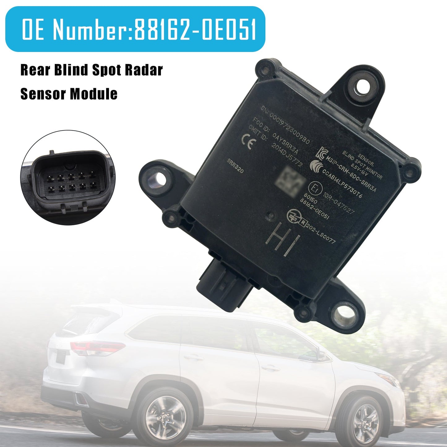 Modulo sensore radar per angolo cieco posteriore per Toyota Highlander 2017-2019, codice 88162-0E051