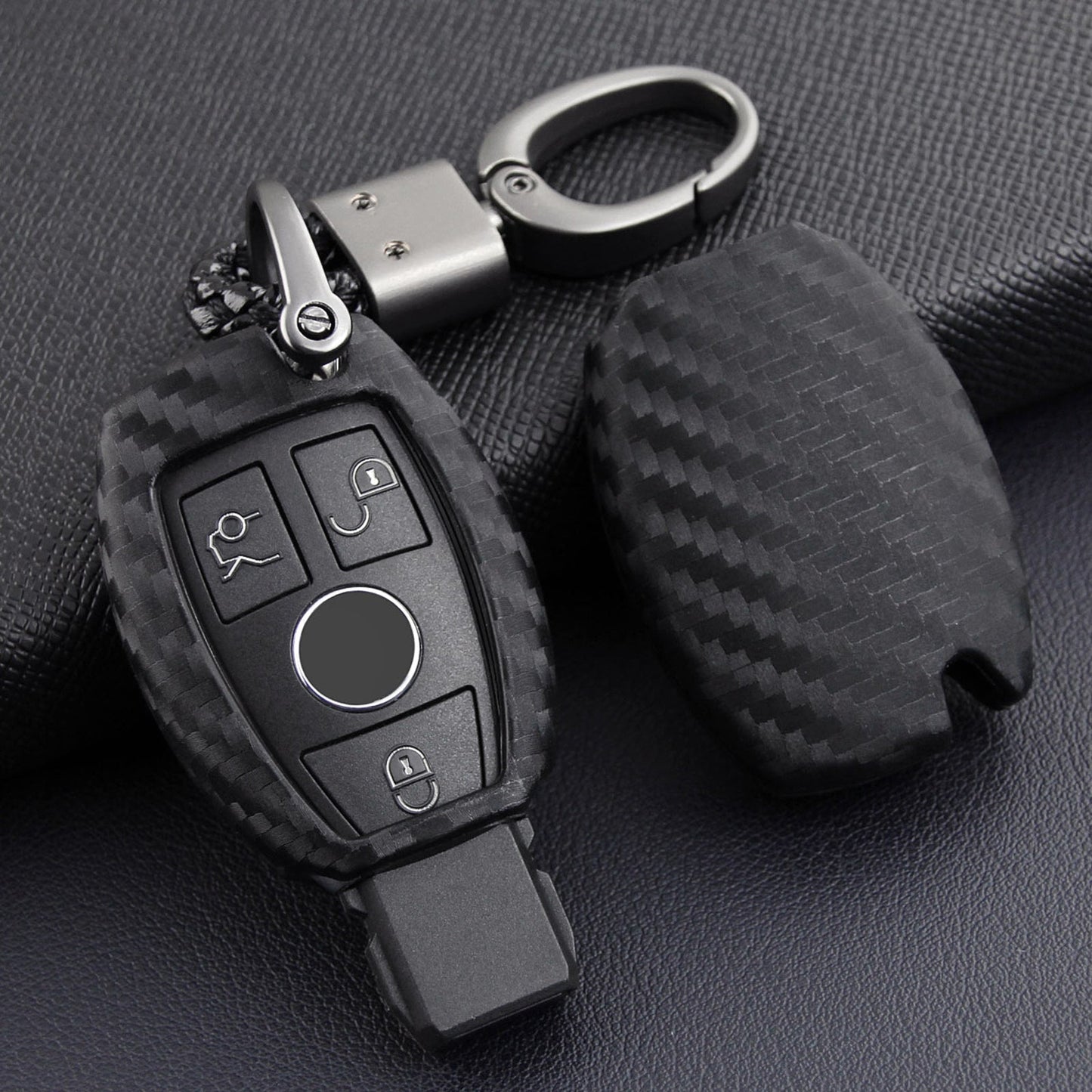 Custodia in silicone e pelle per chiave auto con fibbia per Mercedes-Benz