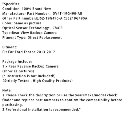 Telecamera di retromarcia posteriore per Ford Kuga 2013-2017, assistenza al parcheggio DV4T-19G490-AB